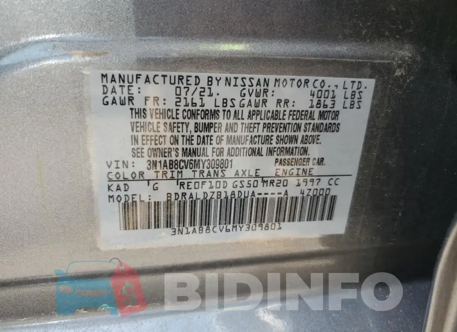 3N1AB8CV6MY309801 Photo# 12