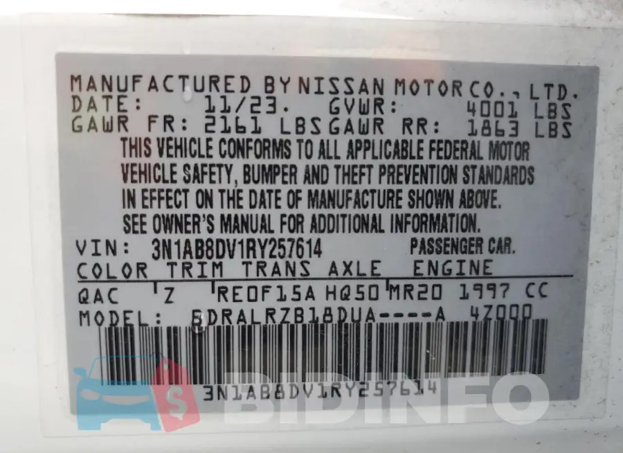 3N1AB8DV1RY257614 Photo# 12