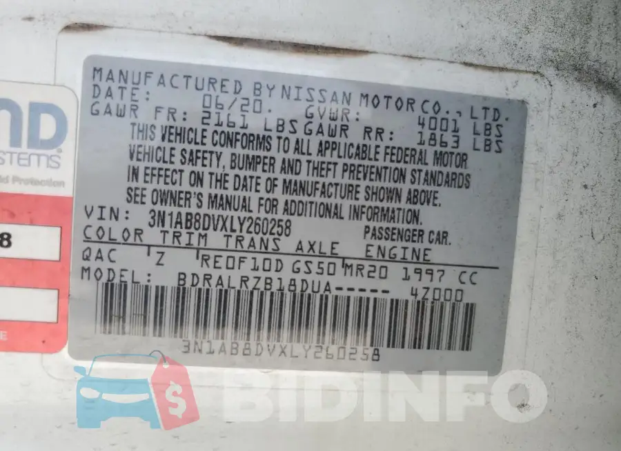 3N1AB8DVXLY260258 Photo# 12