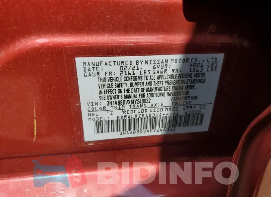 3N1AB8DVXMY248032 Photo# 13