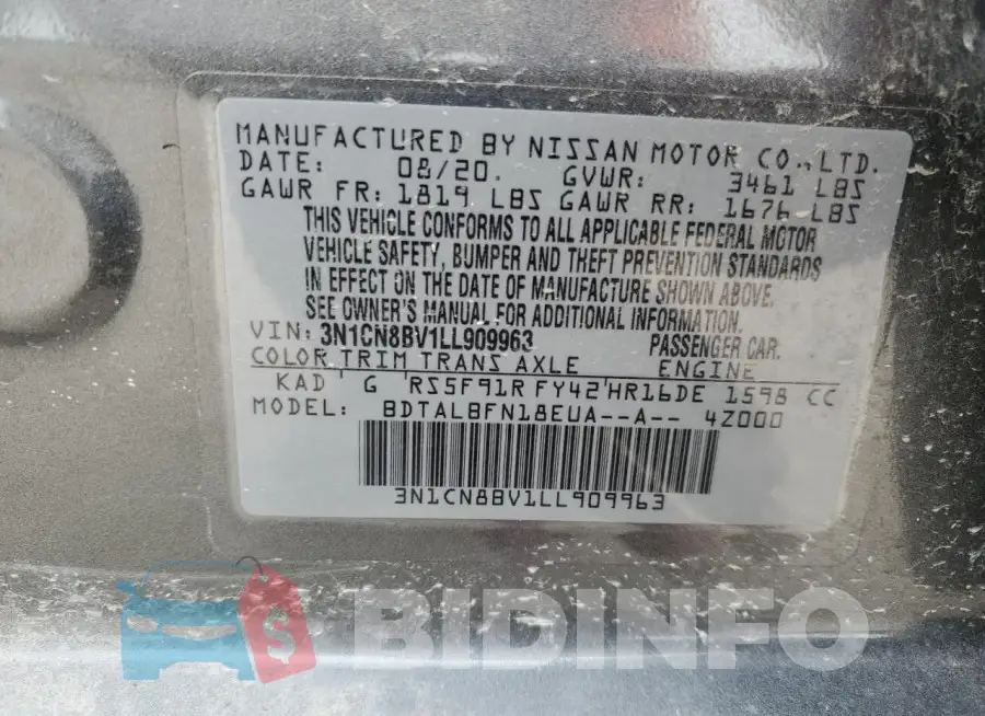 3N1CN8BV1LL909963 Photo# 12