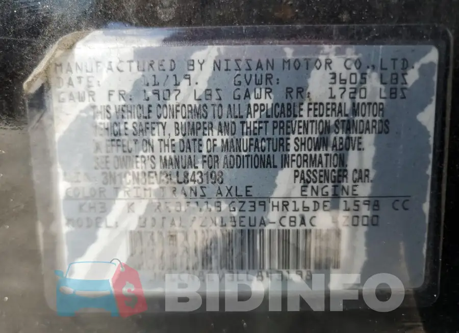 3N1CN8EV3LL843198 Photo# 13