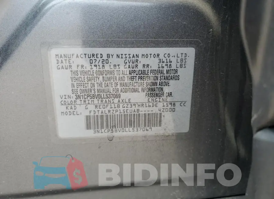 3N1CP5BV0LL537069 Photo# 12
