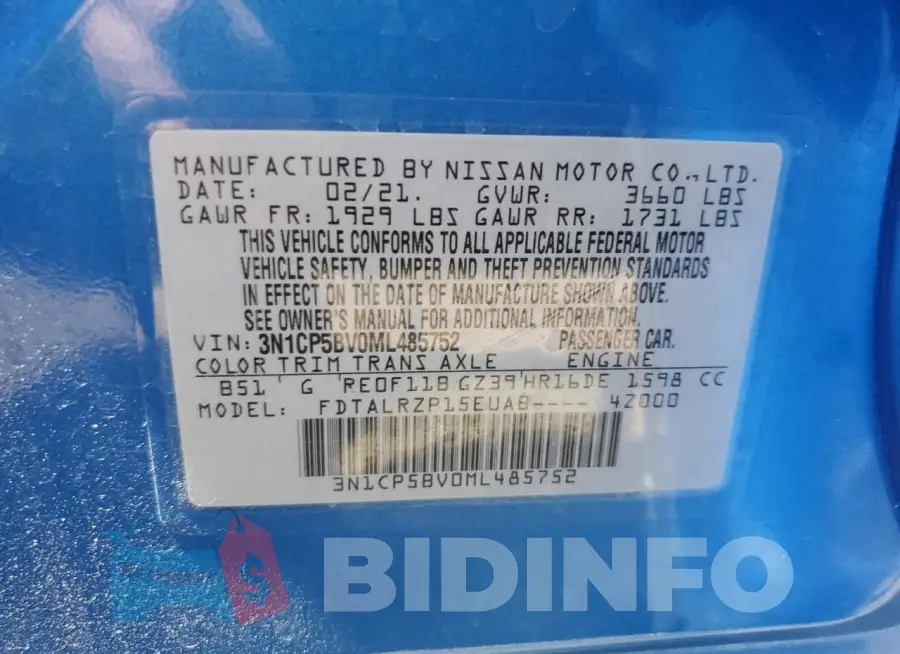 3N1CP5BV0ML485752 Photo# 13