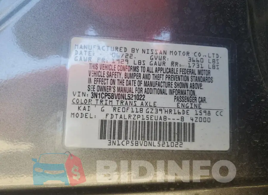 3N1CP5BV0NL521022 Photo# 13