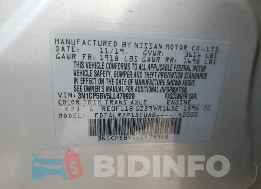 3N1CP5BV5LL479928 Photo# 13