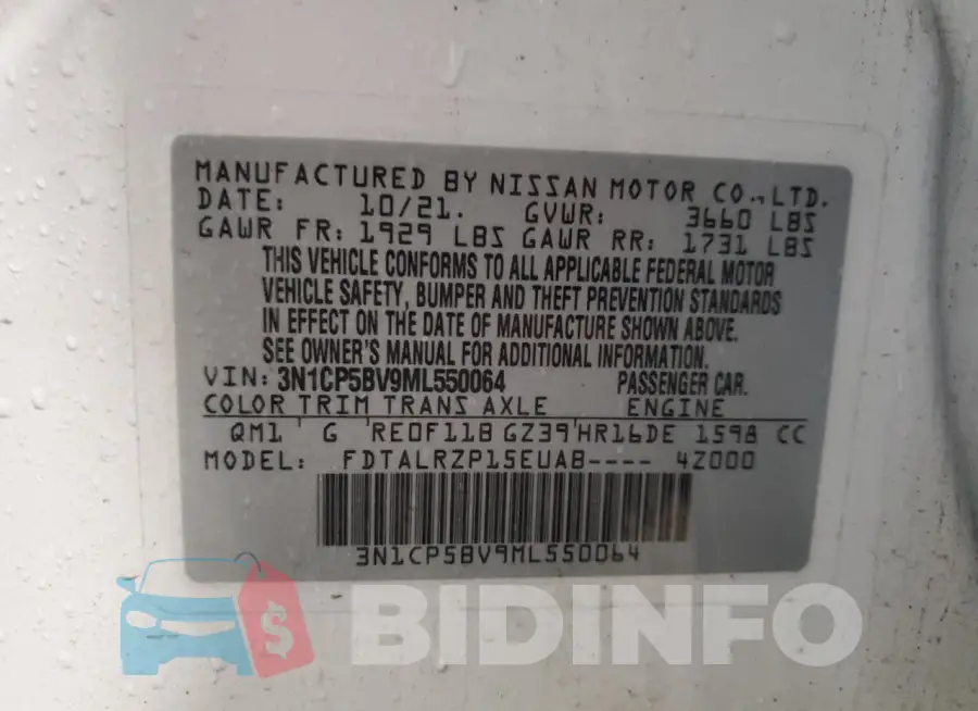 3N1CP5BV9ML550064 Photo# 13