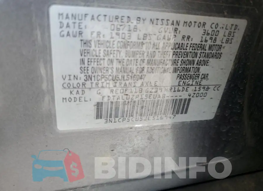 3N1CP5CU5JL516947 Photo# 12