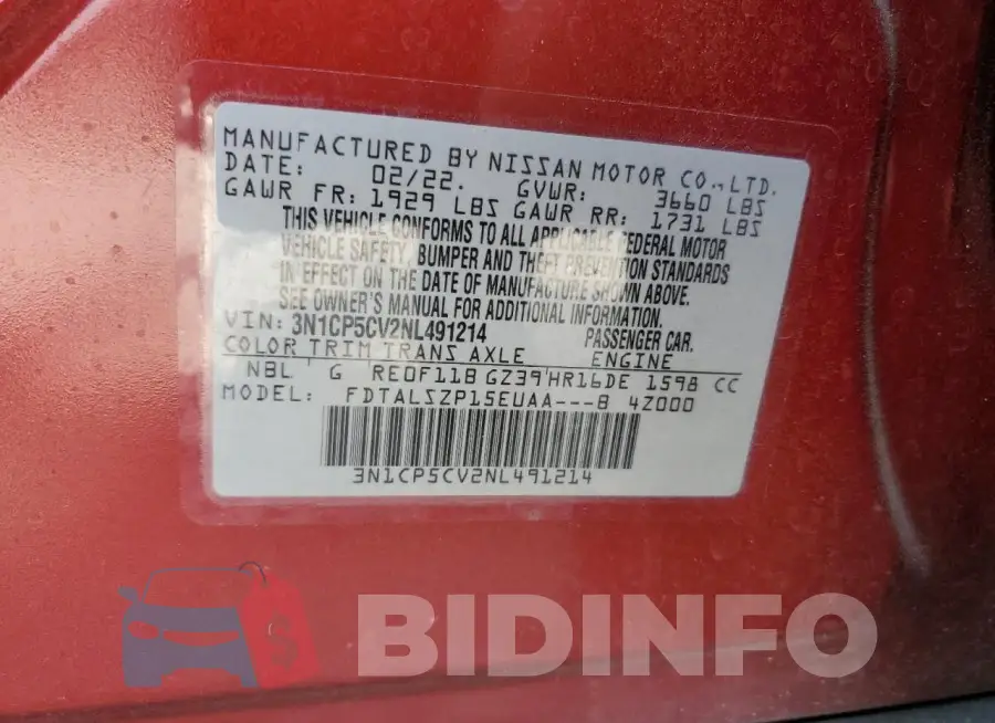 3N1CP5CV2NL491214 Photo# 12