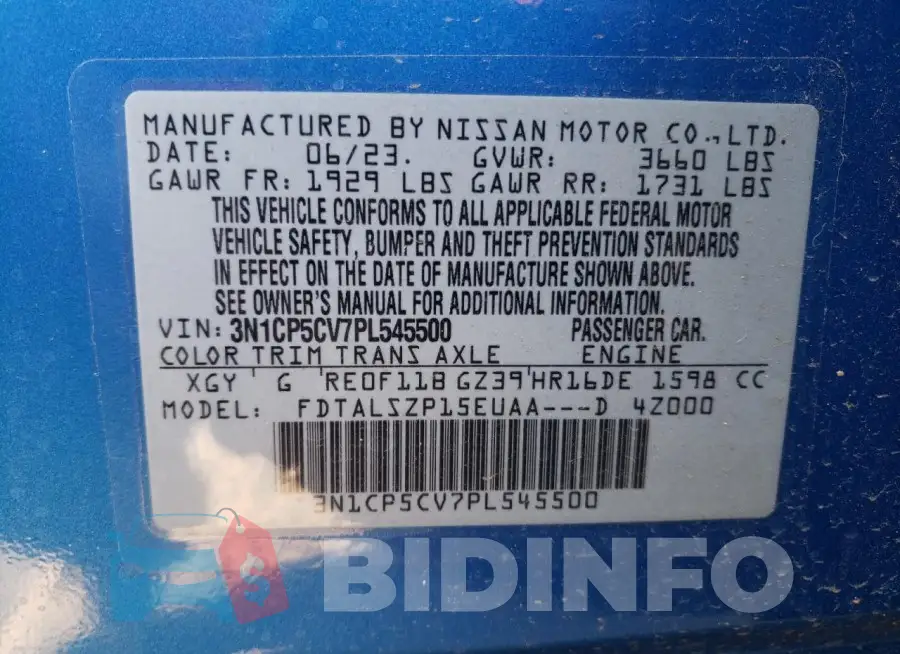 3N1CP5CV7PL545500 Photo# 13