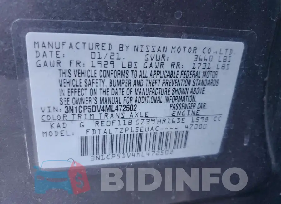 3N1CP5DV4ML472502 Photo# 13