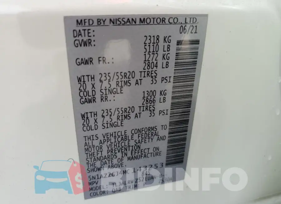 5N1AZ2CJ4MC143253 Photo# 13