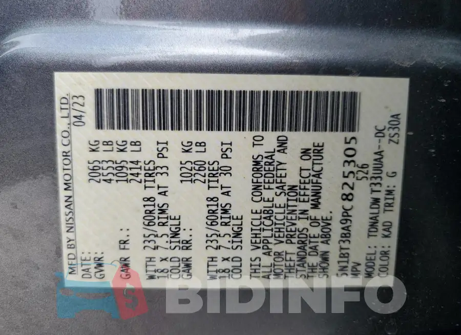 5N1BT3BA9PC825305 Photo# 13