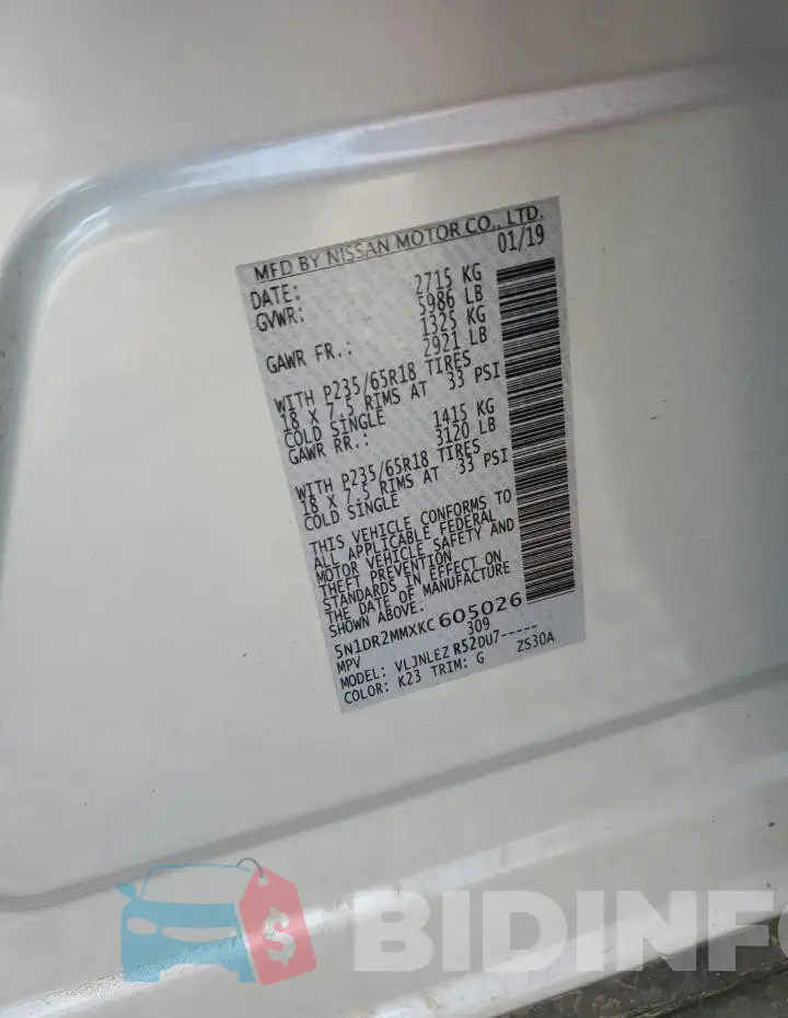 5N1DR2MMXKC605026 Photo# 13