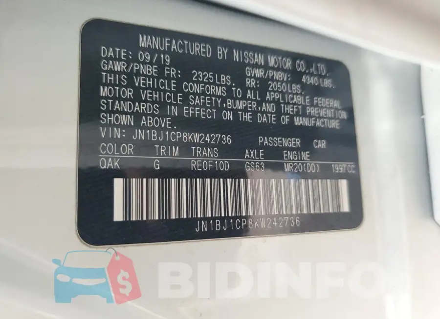 JN1BJ1CP8KW242736 Photo# 12