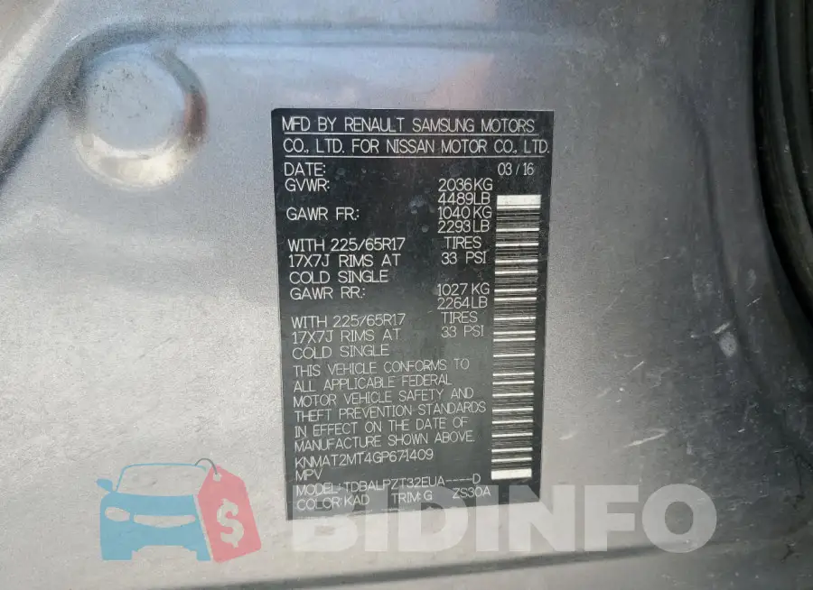 KNMAT2MT4GP671409 Photo# 14