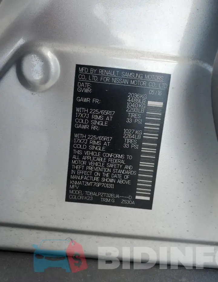 KNMAT2MT7GP701311 Photo# 14