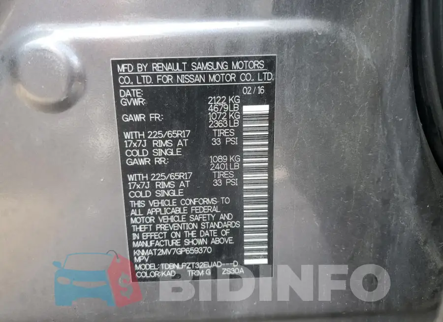 KNMAT2MV7GP659370 Photo# 13