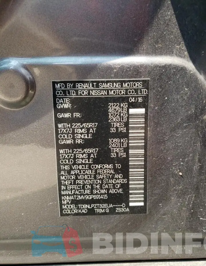 KNMAT2MV9GP691415 Photo# 12