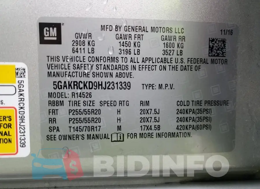5GAKRCKD9HJ231339 Photo# 14