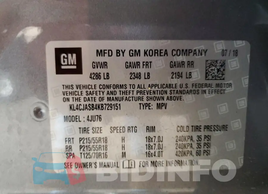 KL4CJASB4KB729151 Photo# 14