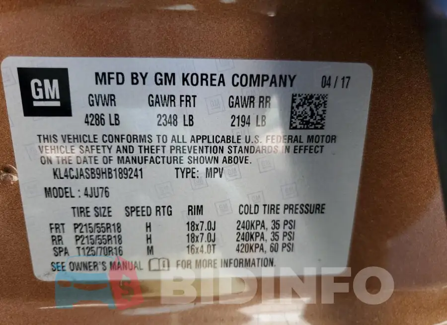 KL4CJASB9HB189241 Photo# 13