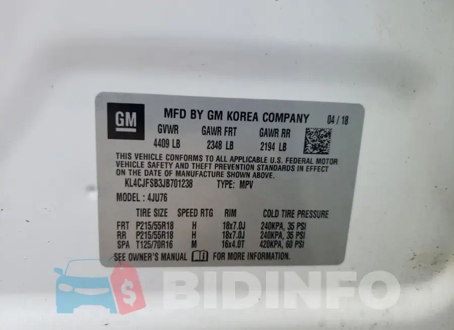 KL4CJFSB3JB701238 Photo# 13