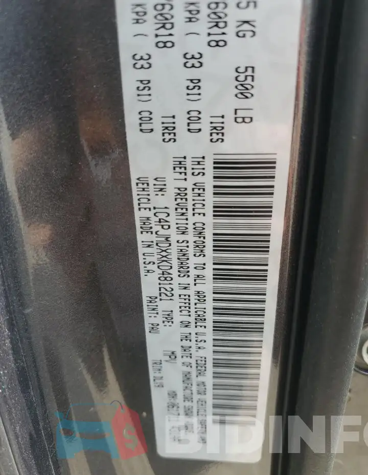 1C4PJMDXXKD481221 Photo# 13