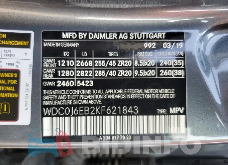 WDC0J6EB2KF621843 Photo# 13