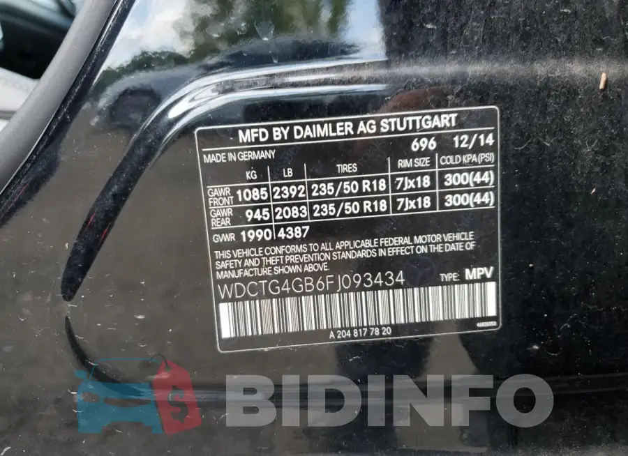WDCTG4GB6FJ093434 Photo# 12