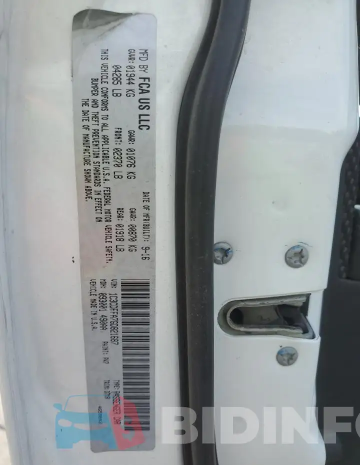 1C3CDFFA7GD821687 Photo# 12