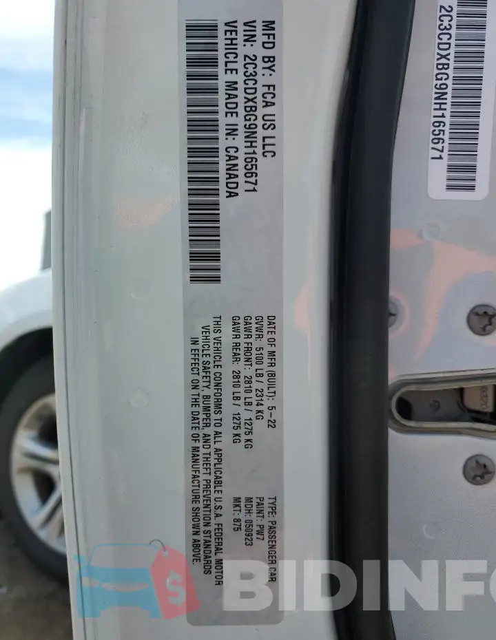 2C3CDXBG9NH165671 Photo# 12