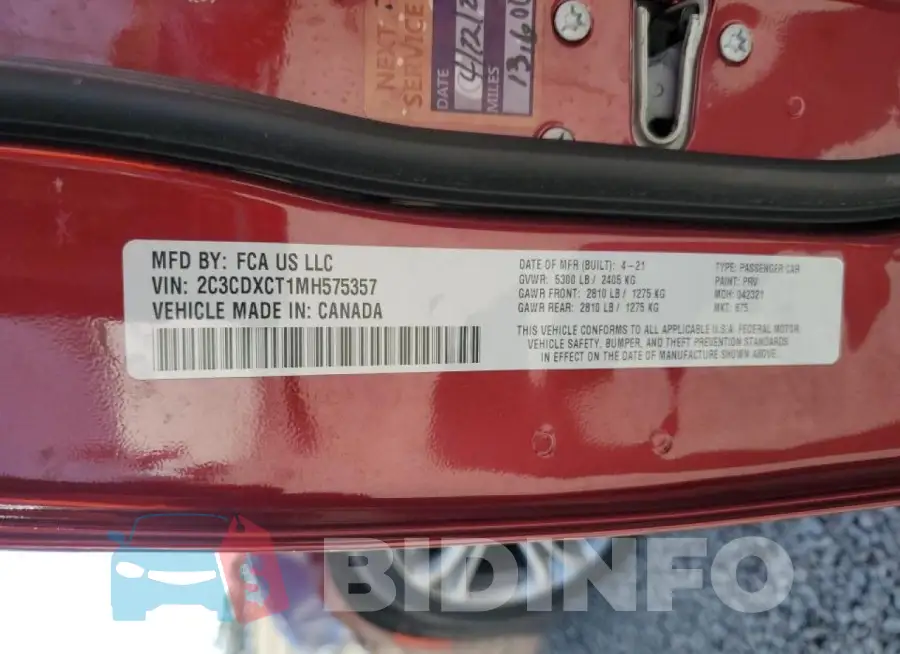 2C3CDXCT1MH575357 Photo# 12