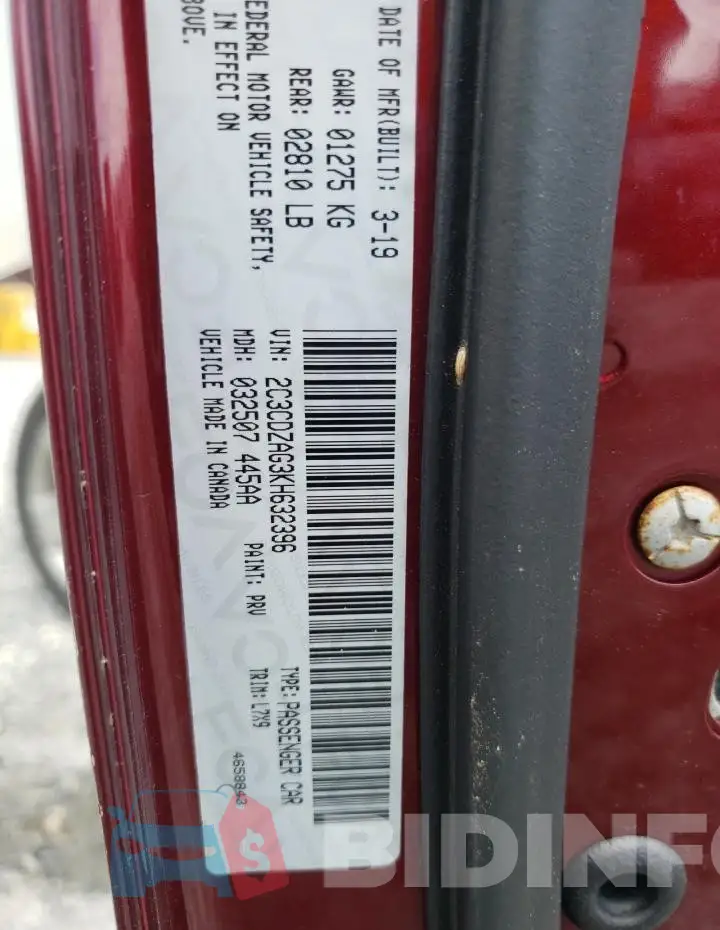 2C3CDZAG3KH632396 Photo# 13