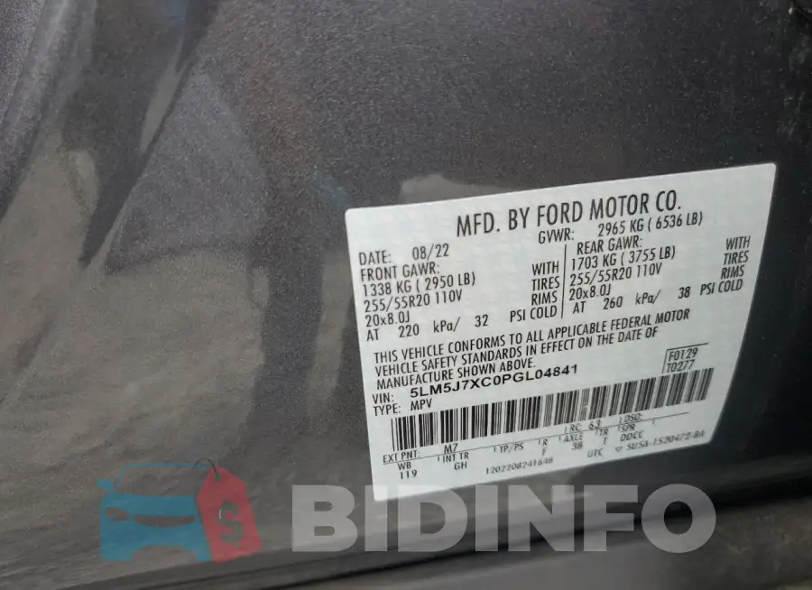 5LM5J7XC0PGL04841 Photo# 13