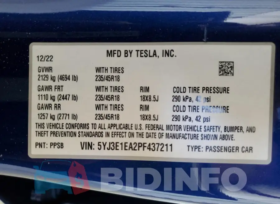5YJ3E1EA2PF437211 Photo# 12