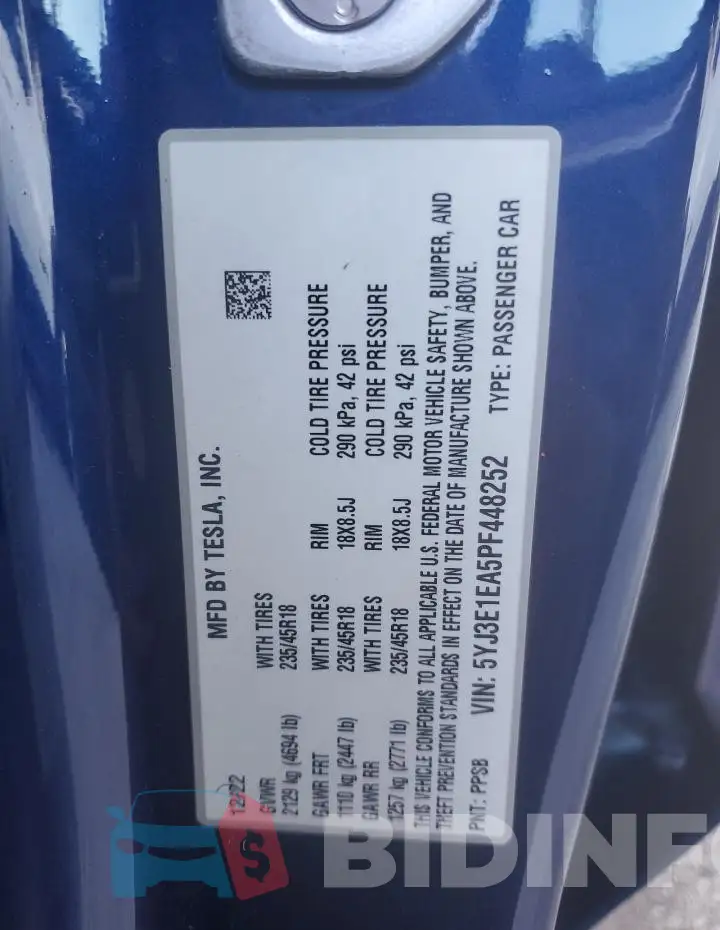 5YJ3E1EA5PF448252 Photo# 13