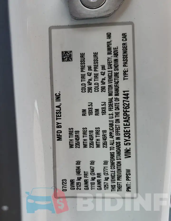 5YJ3E1EA5PF627441 Photo# 12