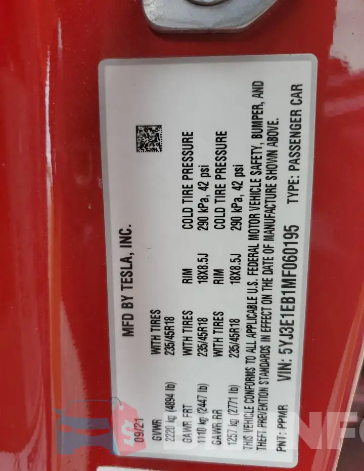 5YJ3E1EB1MF060195 Photo# 12