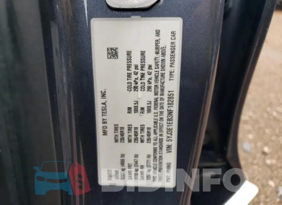 5YJ3E1EB3NF182851 Photo# 12