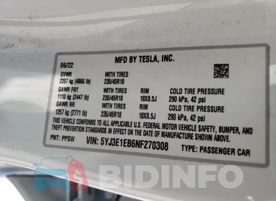 5YJ3E1EB6NF270308 Photo# 12