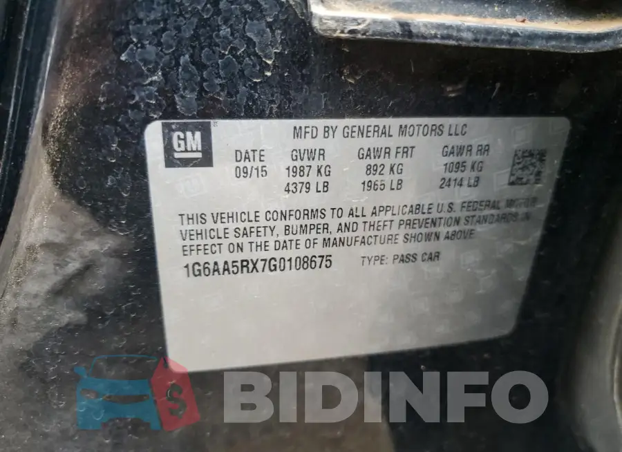 1G6AA5RX7G0108675 Photo# 12