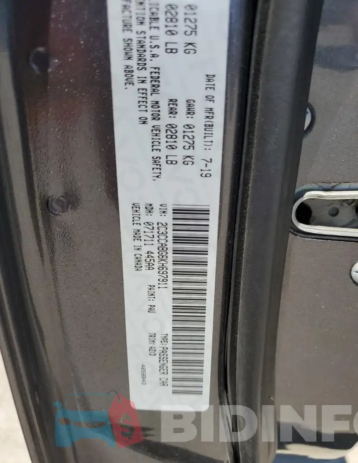 2C3CCABG6KH697911 Photo# 13