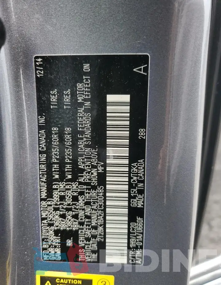 2T2BK1BA2FC300485 Photo# 12