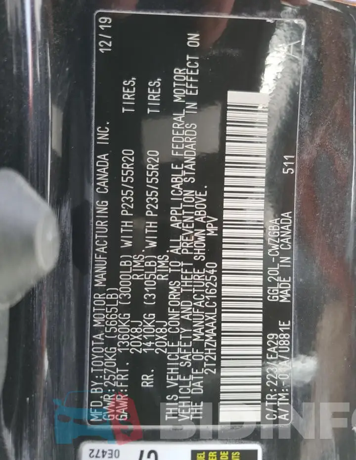 2T2HZMAAXLC162540 Photo# 12