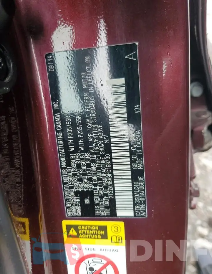 2T2ZK1BA9FC168730 Photo# 13
