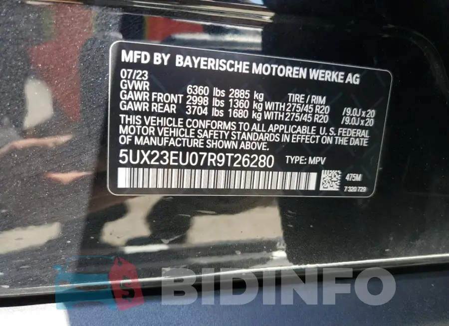 5UX23EU07R9T26280 Photo# 12