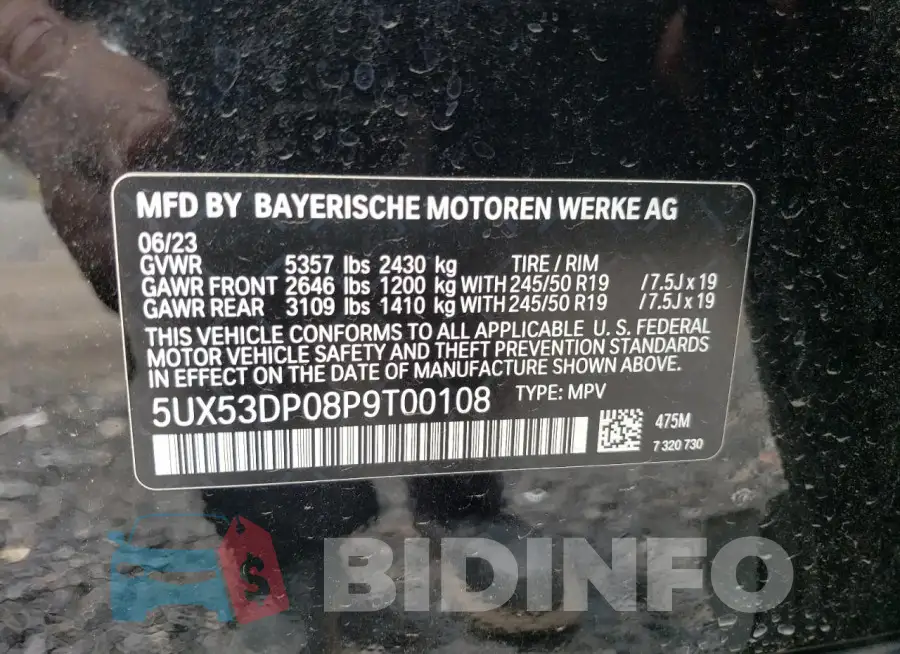 5UX53DP08P9T00108 Photo# 14