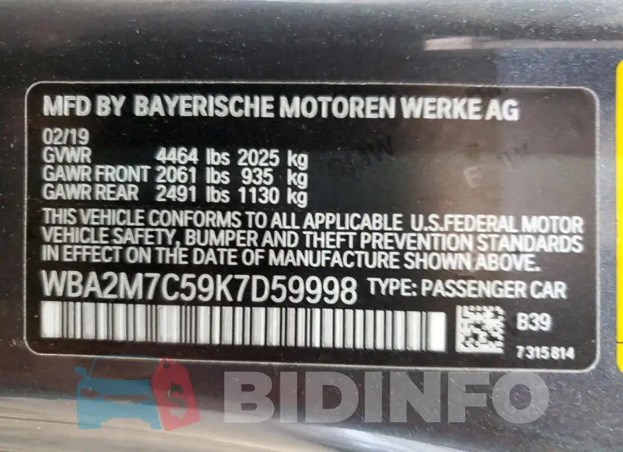 WBA2M7C59K7D59998 Photo# 12