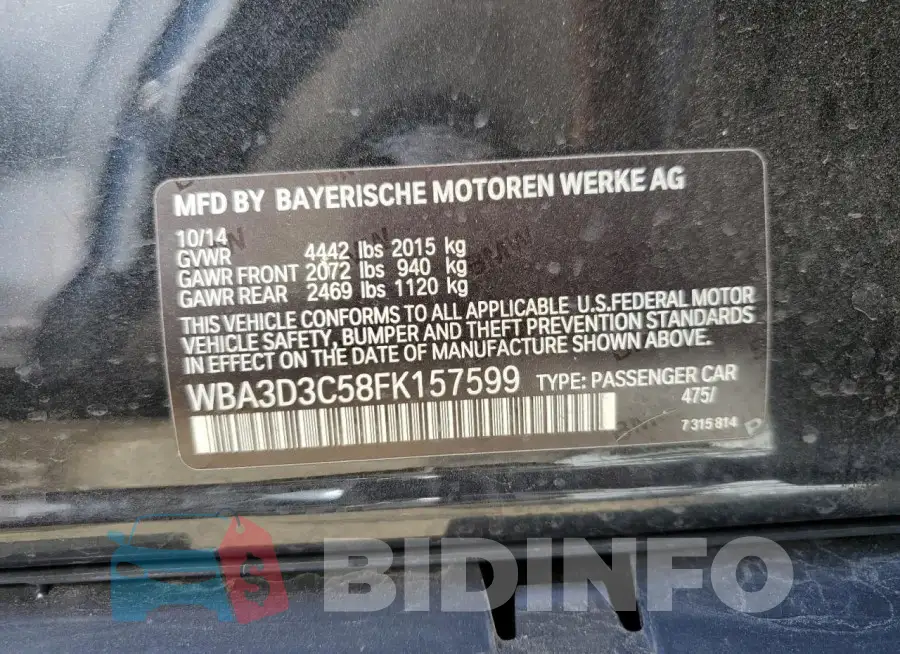WBA3D3C58FK157599 Photo# 13